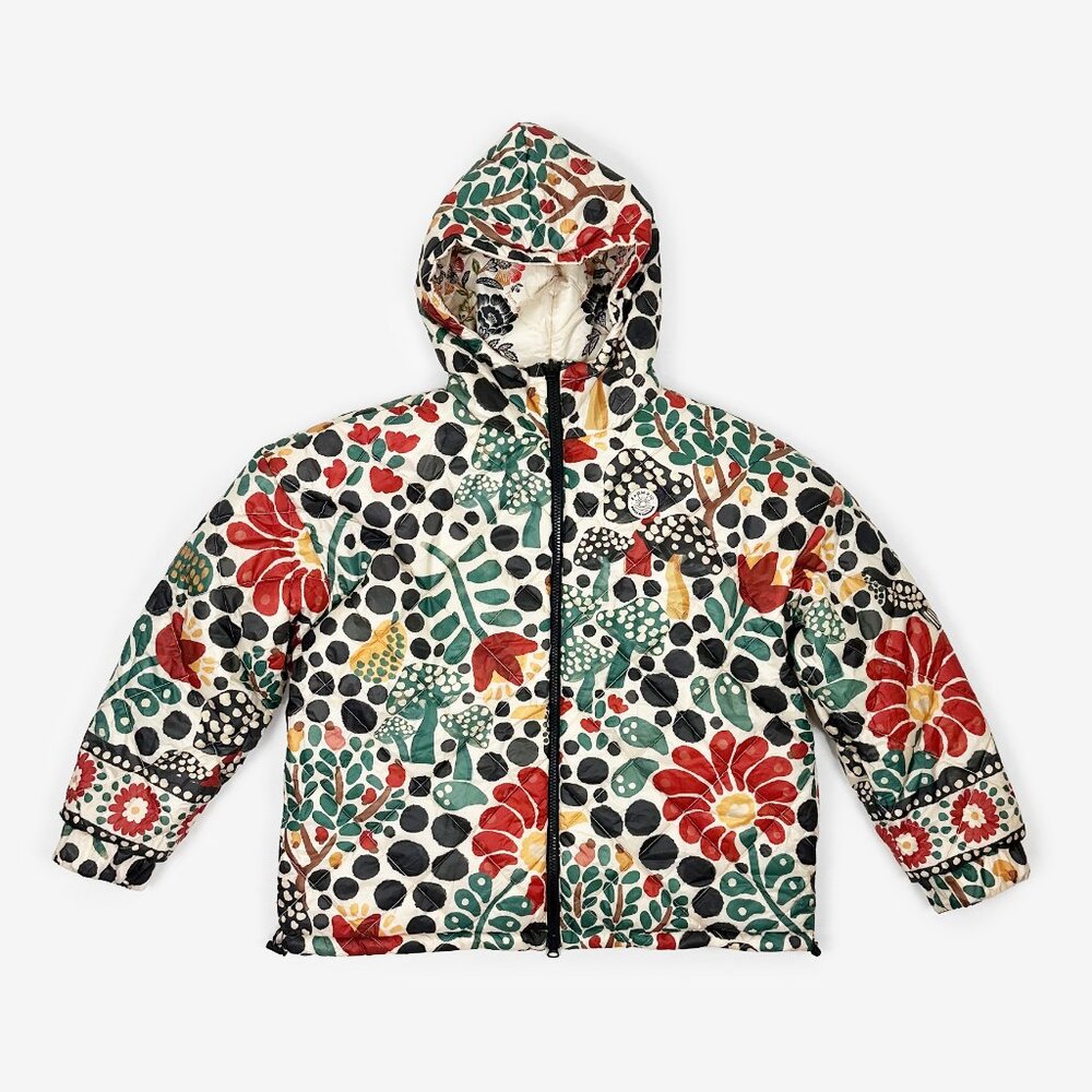 FARM Rio Cream Quilted Puffer Jacket with Black Floral Embroidery - Picture 9 of 15